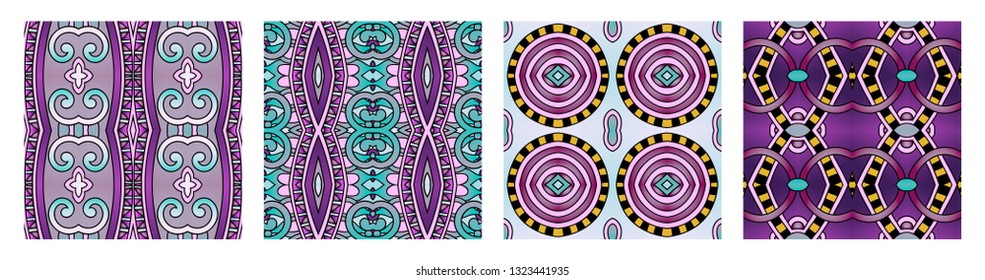 set of different seamless colored vintage geometric pattern, texture for wallpaper, web page background, fabric and wrapping paper design