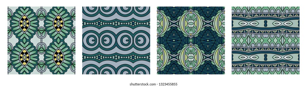 set of different seamless colored vintage geometric pattern, texture for wallpaper, web page background, fabric and wrapping paper design