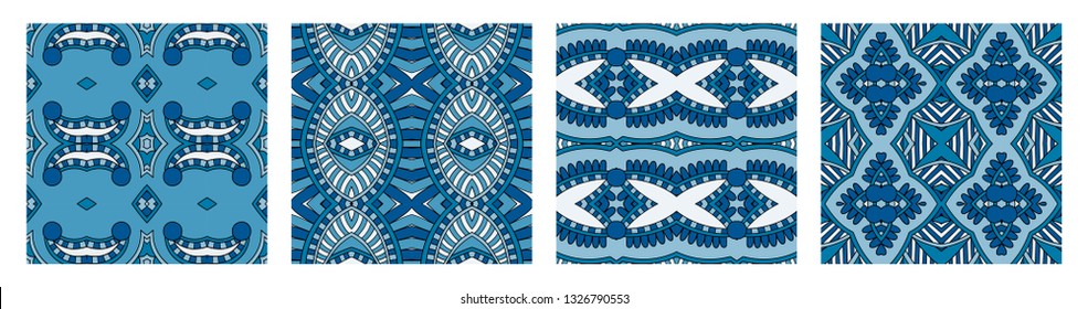 set of different seamless colored vintage geometric pattern, texture for wallpaper, web page background, fabric and wrapping paper design, vector illustration
