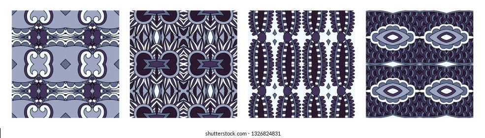 set of different seamless colored vintage geometric pattern, texture for wallpaper, web page background, fabric and wrapping paper design