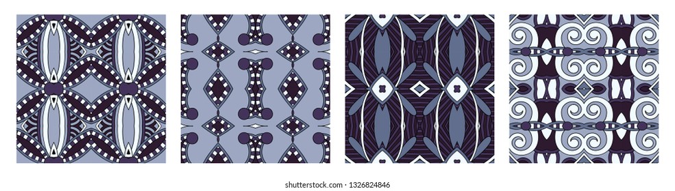 set of different seamless colored vintage geometric pattern, texture for wallpaper, web page background, fabric and wrapping paper design
