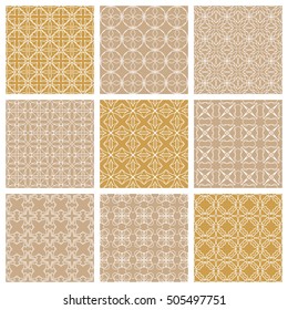 Set of different Seamless Geometric Line Patterns. Contemporary graphic design. Endless linear backgrounds collection, seamless lace texture for banners, flyers, invitation cards, pattern fills