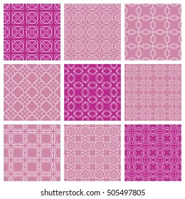 Set of different Seamless Geometric Line Patterns. Contemporary graphic design. Endless linear backgrounds collection, seamless lace texture for banners, flyers, invitation cards, pattern fills