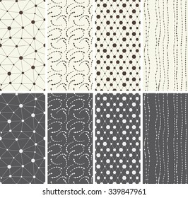 Set of different seamless patterns backgrounds. Vector illustration.