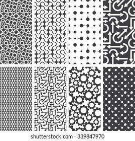 Set of different seamless patterns backgrounds. Vector illustration.