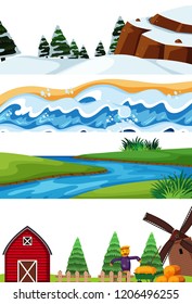 Set of different season illustration