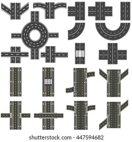 Set Different Sections Road Roundabouts Junctions Stock Vector (Royalty ...