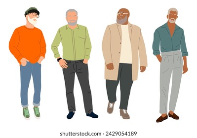 Conjunto de diferentes hombres de negocios senior aislados.