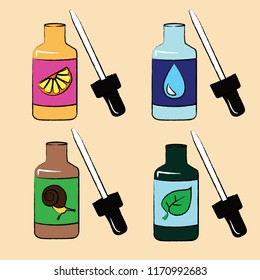 Set of different serums with pipette