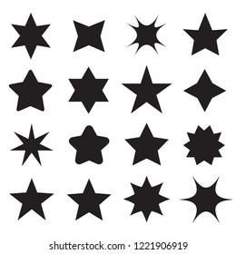 Conjunto de diferentes iconos de estrellas de forma para el diseño.
