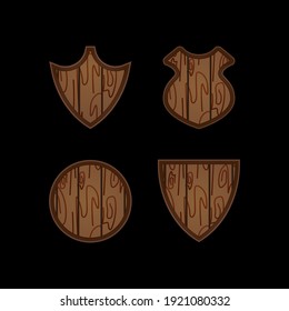 Conjunto de diferentes formas del vector de diseño de escudo de madera