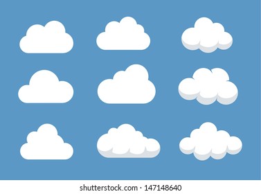 Set of different shaped clouds.