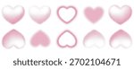 Set of different shaped hearts with halftone effect. Monochrome, pop art style dotted hearts, isolated on white background. Vector illustration