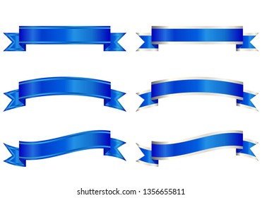 Set of different shaped ribbons - blue