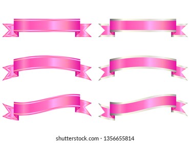 Set of different shaped ribbons - pink