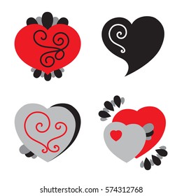 Set of Different Shaped Vector Heart Icons for Valentines Day