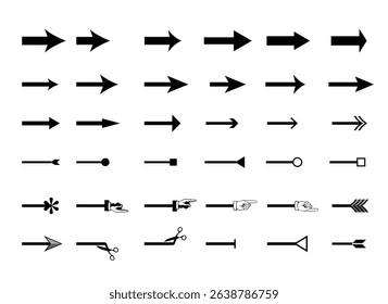 Set of Different Shapes of Arrow Designs Isolated on white background