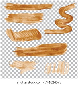 Set of different shapes - A brush stroke in multi-layered shades - watercolor - isolated on white background - art vector