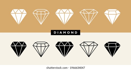 Establece las piedras preciosas de diferentes formas. Elementos de diseño artístico de la línea de diamantes. Ilustración vectorial.