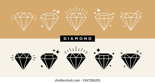 Establece las piedras preciosas de diferentes formas. Elementos de diseño artístico de la línea de diamantes. Ilustración vectorial.