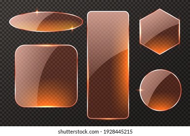 Set of different shapes glass plates
