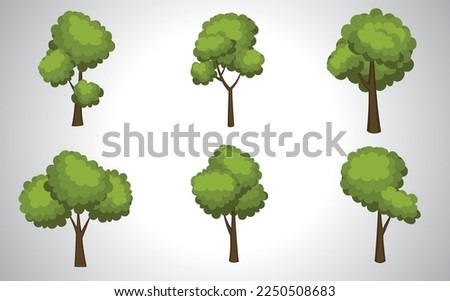 Set of different shapes of green lust trees