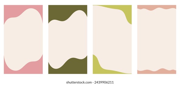 Set of different shapes for headers and footers in vertical stories, promo site. Decorative border separator enhancing creative design in a straightforward vector flat style. Bohemian natural colors.