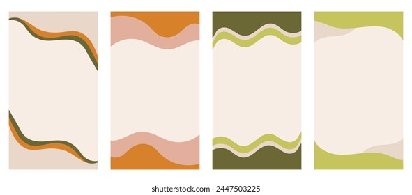Set of different shapes for headers and footers in vertical stories, promo site. Decorative border separator enhancing creative design in a straightforward vector flat style. 