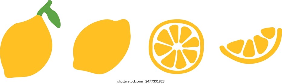Set of different shapes of lemon or lime, summer citrus fruit