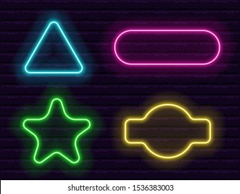 set of different shapes neon frames