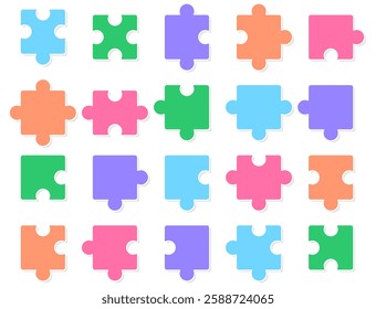 Set of different shapes of a puzzle pieces vector, colorful puzzle pieces vector illustration isolated on a white background