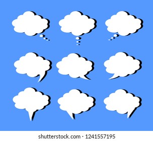 Set of different shapes and sizes of speech bubbles. empty comic bubbles. text clouds. vector illustration.