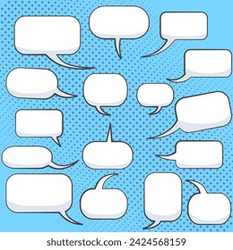 Set of different shapes speech bubbles. Cartoon, comix, chatting, message boxes design.