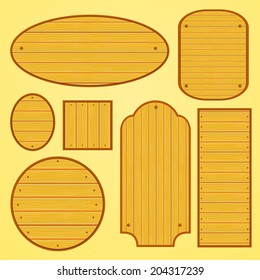 Set of different shapes vector wooden plates isolated from background