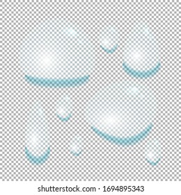 Conjunto de diferentes formas de gotas de agua en una ilustración de fondo transparente