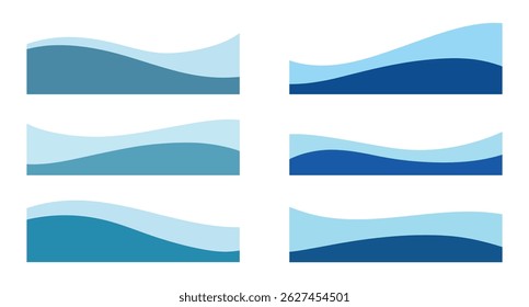 A set of different shapes of wavy modern dividers for a banner, website, application, vector illustration. Multi-colored abstract graphic design elements for the title, border, background, poster