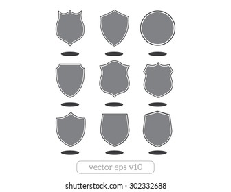 Set of different shield shapes icons