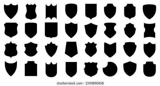 Set different shields icons, protect signs – stock vector