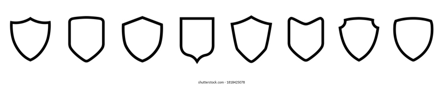 Setze verschiedene Schildsymbole ein, schütze Zeichen - Vektorgrafik für Stock