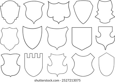 Set of different shields illustration isolated on white background