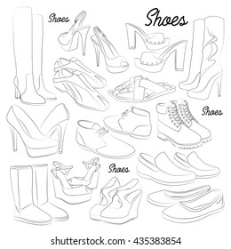 Set of different shoes