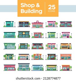 Set of different shop building icons Vector