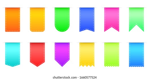 Set of different shopping tags. Vector illustration. Colorful labels or banners isolated on white background.