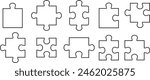Set of Different sides square presentation icons Line styles editable stock. Abstract infographic explanatory text field collection for business statistic. Puzzle pieces on transparent background.