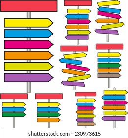 set of different signpost