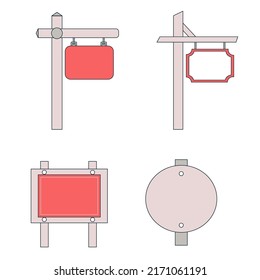 Paneles diferentes, carteles de madera. Ilustración del vector