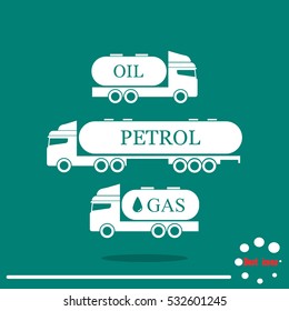 Set of different silhouettes gasoline trucks isolated. Vector illustration