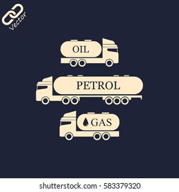 Set of different silhouettes gasoline trucks isolated. Vector illustration