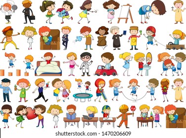 set of different simple characters illustration