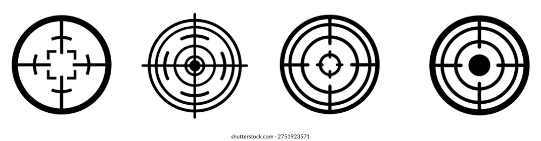 set different simple Target Symbols with Arrows and Crosshairs icons designs illustration
